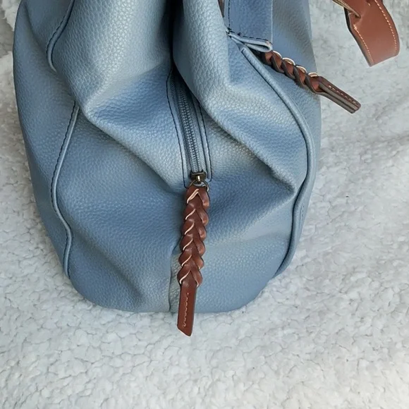 St. John's Bay Blue and Brown Leather Tote - Picture 7 of 9